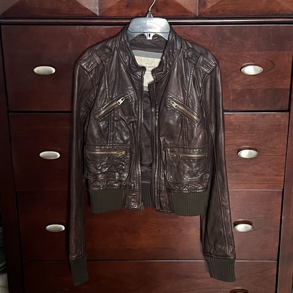 Abercrombie and fitch brown leather jacket - Picture 3 of 4